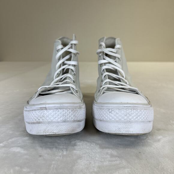 Converse Chuck Taylor All Star Lift High-top Platform Faux Leather Light Bone 10 - Picture 2 of 11